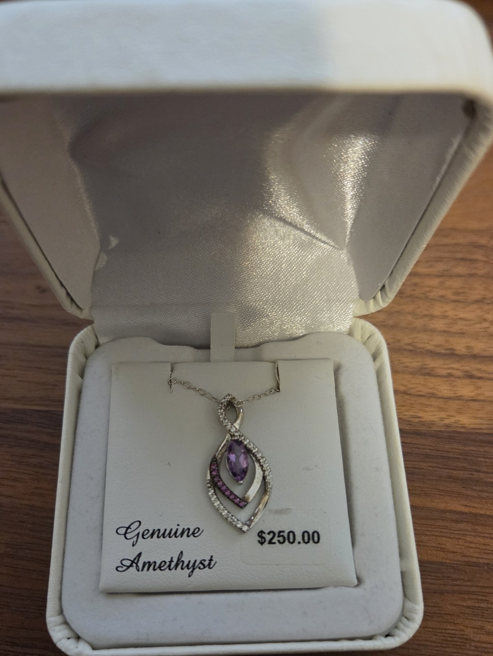 Genuine Amethyst Pendant Necklace in Purple